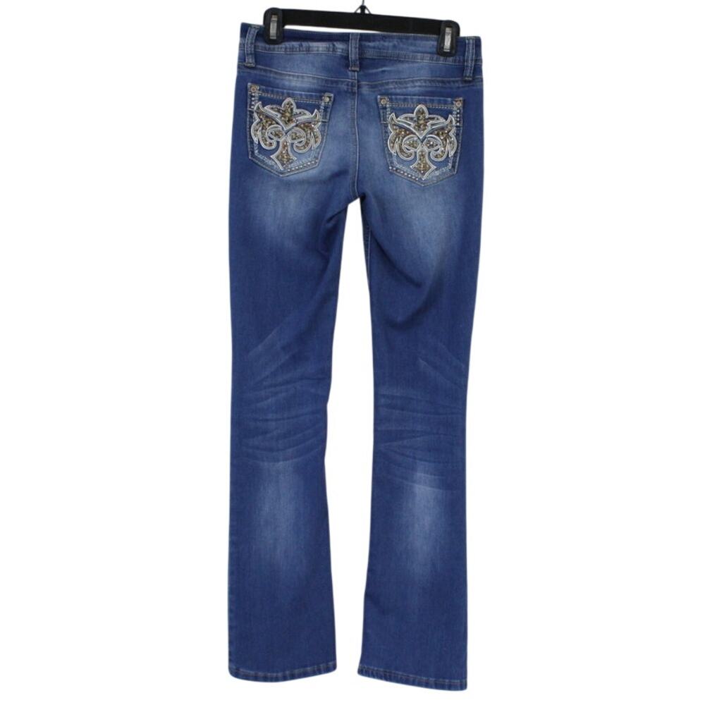 Hydraulic Lola Curvy Micro Boot Jeans 5 Y2K Rhinestone Fleur De Lis